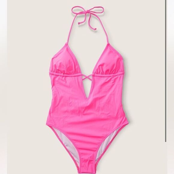 Victoria's Secret PINK Triangle Wrap One-Piece Swimsuit Black M NWT - Picture 7 of 11